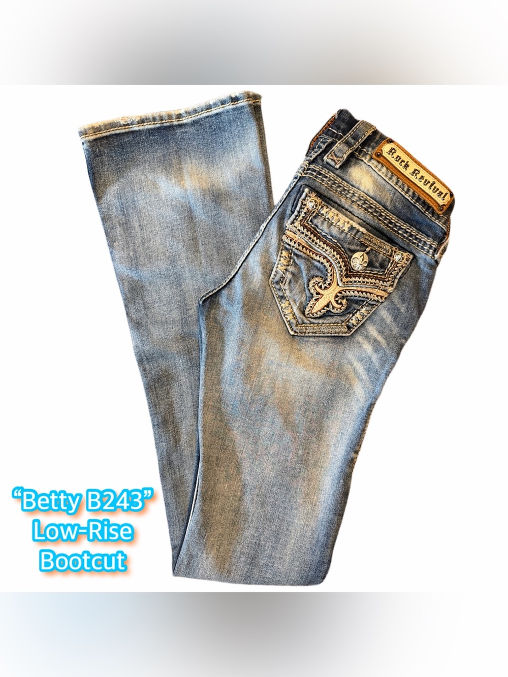Rock Revival "Betty B243” Signature Flap Pocket Bootcut Denim - Size 24
